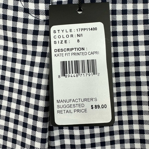 Adrianna Papell Kate Fit Printed Capri Pants, Gingham, Black White, size 8 - Picture 8 of 9